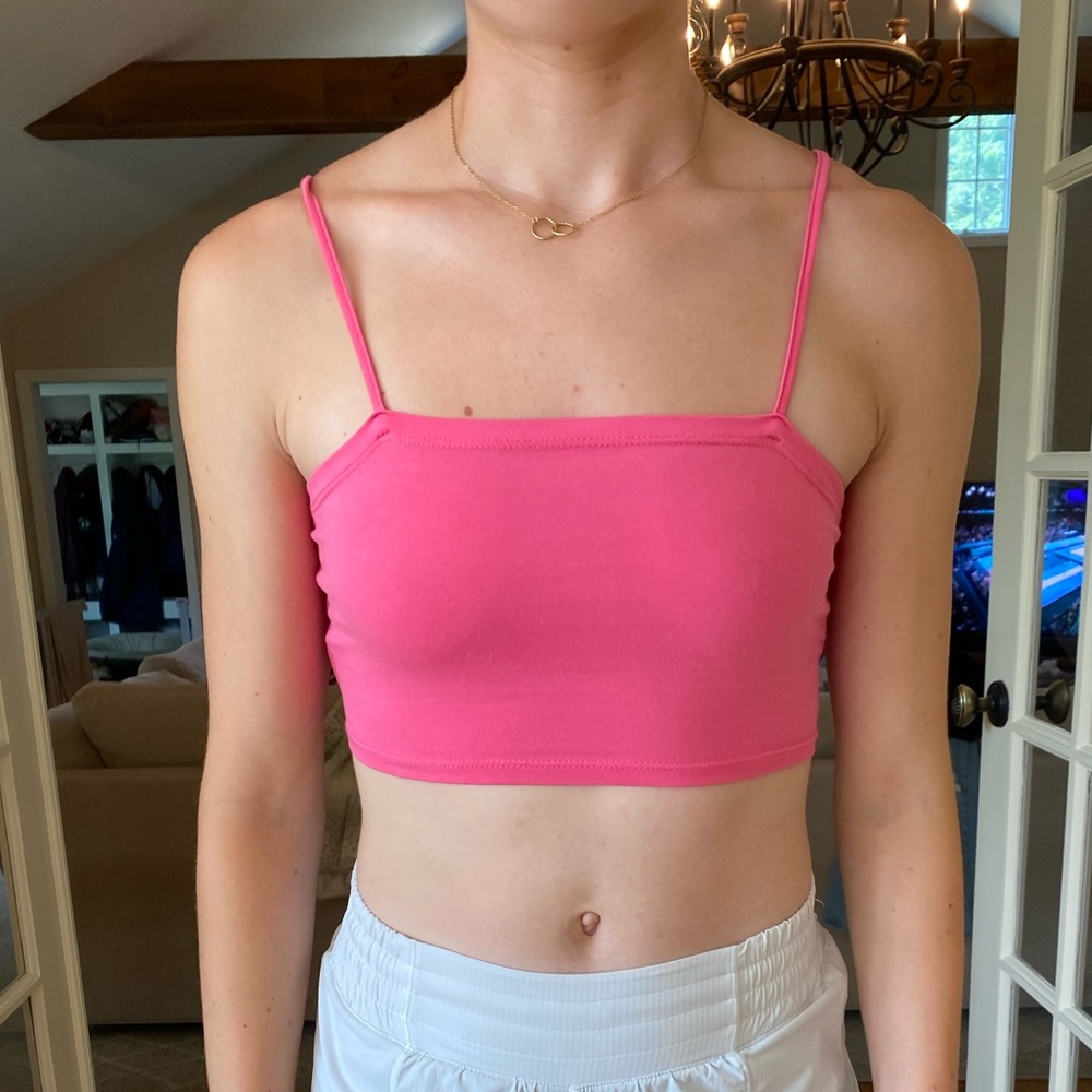 Hot Pink Lu Teng Cropped Tank Top